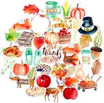 Navy Peony Cozy Thanksgiving Stickers (38 Pack) - Small, Cute, Waterproof and Durable | Aesthetic Autumn Decals for Water Bottles, Laptops, Scrapbook