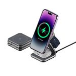 ADAM elements Magnetic Wireless Charger/Travel Charger – Mag 3 Magnetic 3in1 Foldable Travel Charging Station for iPhone 12/13/14/15 Series, Apple Watch & AirPods Series