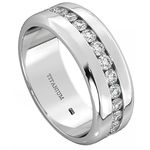 BESTTOHAVE Mens Titanium Ring -8mm Wide Simulated Diamonds Classic Unisex Wedding Engagement Band Ring U