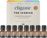 Cliganic Organic Aromatherapy Essential Oils Gift Set (Top 8), 100% Pure - Peppermint, Lavender, Eucalyptus, Tea Tree, Lemongrass, Rosemary, Frankincense & Orange (Packaging May Vary)