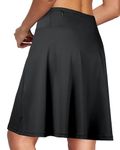 SPEED MATE Knee Length Skorts for Women,Tennis Skirts for Women with Pockets, Summer Athletic Skirts with Shorts Underneath for Golf Black M