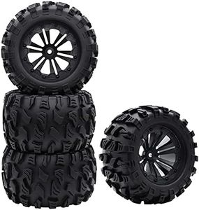 GLOBACT RC Truck Tires 2.8" Wheels and Tires 12mm Hex RC Wheels and Tires with Foam Inserts for 1/10 Scale Axial Redcat Rc4wd RC Monster Truck ​Buggy (4 Pcs)