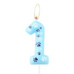 Blue Dog Paw Number Birthday Candles, Blue Dog Paw Print Themed Birthday Candles, Birthday 1st Candles Cake Topper for Boy Girl Birthday Decoration Dog Pet Party Supplies