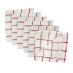 DII Scrubber Dishcloths Collection Windowpane Dishrag Set, 12x12, White/Red Stripe, 6 Piece