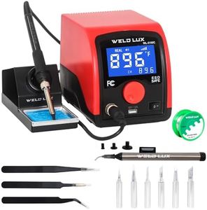 Weld Lux 75W Digital Soldering Station, LCD Soldering Iron Station Kit with features precision thermal control (392°F to 896°F), °C/°F conversion, automatic sleep, USB powered, temperature pre-storage