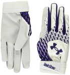 Under Armour Boys' Youth Clean Up Baseball Gloves, (104) White/Purple/Purple, Large