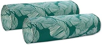 FBTS Prime Outdoor Waterproof Decorative Bolster Pillows with Inserts for Patio Furniture, 50x15 cm Fade Resistant Patio Garden Neck Roll Cushions for Couch Bed Sofa, Leaves Green