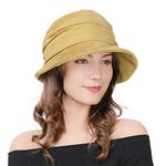 1920S Vintage Cloche Bucket Hat Packable Ladies Church Derby Party Fashion Floopy Winter 55-60CM, Yellow, Medium