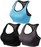 Match Racerback Sports Bras for Women – Padded Seamless Strappy Workout Tops for Yoga Gym Runing Fitness Sports Bras (1 Pack of 3(Black-Gray-Blue), 4X-Large)