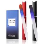 2-Pack Glass Nail File 2mm Thickness Crystal Files with Case Fingernail File for Nature Nails Double-Sided Etched Czech Glass Files for Travel Fine Grit Nail Filer Gifts Package Stocking Stuffers