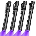 Honoson 4 Pieces UV Black Light Flashlight Small Blacklight Flashlights Pen Lights for Leak, Pet Urine, Hotel Inspection, Dry Stain and Dye Detector, 5.2 Inches Long