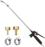 29 Inches Sprayer Wand,Adjustable Universal Sprayer Wand with 3/8" Brass Barb, Stainless Steel Replacement Sprayer Wand with Shut off Valve (1/4" & 3/8" Barbs Sprayer Wand)