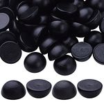 Half Wooden Balls, 100pcs Half Round Unfinished Wooden Balls Natural Smooth Mini Split Hemisphere Wood Craft Beads Balls for DIY Projects Art Design Painting Christmas Party Ornament, 15mm, Black