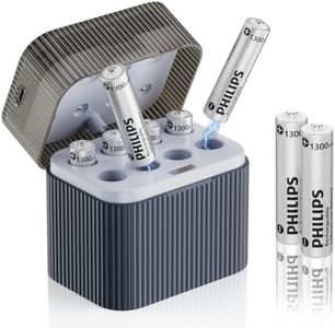 PHILIPS AAA Lithium Rechargeable Batteries with Battery 8 Pack - 1.5V 1300mWh High Capacity Li-ion Triple A Batteries 1200 Cycles Fast Charging for Remote Controls/Wireless Mouse Keyboards