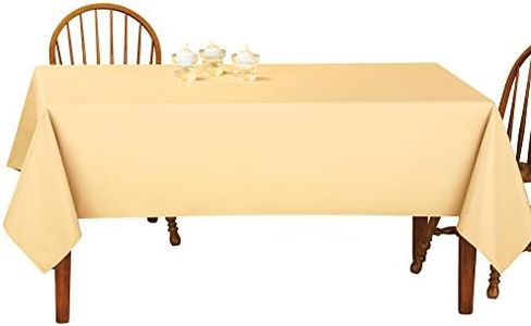 Collections Etc Basic Solid Color Rectangular Tablecloth Linen, 60" W x 90" L - Fits All Common Sized Rectangular Tables, Durable Hand Washable or Machine Washable, Yellow, 60" X 90"