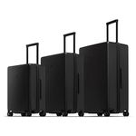 LEVEL8 Suitcase Set, Carry on Luggage Set with 8 Spinner Wheels,Hand Luggage Lightweight 100% PC Trolley Case Micro-Diamond Textured Design, TSA Approved(Black, 3-Piece Set (40L/65L/105L)