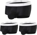 ZONBAILON Mens Bulge Enhancing Pouch Boxer Briefs Ice Silk Low Rise Smooth Tagless Trunks Underwear Pack M L XL 2XL 3XL, 3 Pack of Black, X-Large