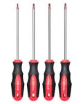 ROTATION 4PCS Magnetic Tip Torx Screwdriver Set, 4 Torx Star Screwdrivers, T20, T25, T27, T30, Red Tip | Red, Gloss, S2 Steel