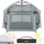 Timkos Foldable Playpen, Collapsible Baby Playpen for Adults and Children with UV50+ Canopy, Easy Assembly Outdoor Baby Play Tents with 300D Oxford Fabric mesh, Safety Lock, Travel Bag