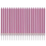 LUTER Metallic Birthday Candles in Holders Tall Birthday Cake Candles Long Thin Cupcake Candles for Birthday Wedding Party Decoration(24 Pieces) (Rose Gold)