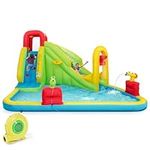 DORTALA Inflatable Water Slide, 7-in-1 Blow up Waterslide Jumping Castle w/Climbing Wall, Splashing Pool, Long Slide, Water Cannons, Ball, Water Park for Kids & Adults Party Gifts (with 480w Blower)