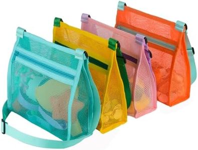 MUYIZI Mesh Beach Bag for Shells Collecting 4 Pack,Shell Bags for Beach,Sea Shell Bags for Picking Up Shells,Beach Shell Bag for Kids, Beach Toys Sand Toys Swimming Accessories for Boys and Girls
