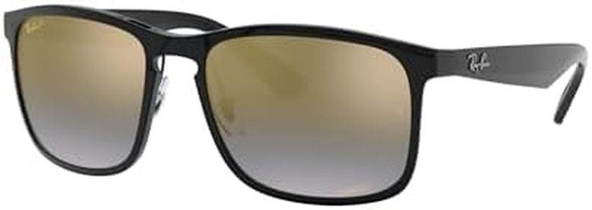 Ray-Ban Men's Rb4264 Chromance Square Sunglasses, Black/Polarized Blue Mirrored Gold Gradient
