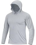 Boladeci SPF Shirts for Men Fishing Hoodie UPF 50+ UV Protection Sun Shirts Long Sleeve Summer Water Rash Guard Tops Tee T-Shirts Swim Shirts L Gray