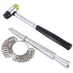 Rings Sizer Gauge Set with Jewelers Rubber Hammer Mallet Finger Size Measuring US Sizes 0-15 Steel Ring Mandrel(3 PCS)