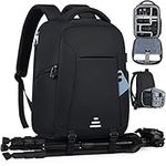 Camera Backpack, Professional Camera Bag for DSLR SLR Waterproof 14 Inch Laptop Backpack with Rain Cover & Tripod Holder Anti Theft Camera Case Large Photography Backpack for Men Women, Black