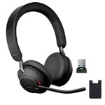 Jabra Evolve2 65 Wireless Headset Bluetooth USB Dongle, Jabra Headset Compatible with Teams, Zoom, for Phone Calls, Cellphones, PC, 26599-999-999, Global Teck Gold Support Plan, Mobile Wallet