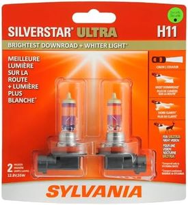 SYLVANIA - H11 SilverStar Ultra - High Performance Halogen Headlight Bulb, High Beam, Low Beam and Fog Replacement Bulb, Brightest Downroad with Whiter Light, Tri-Band Technology (Contains 2 Bulbs)