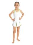 dPois Kids Girls Tennis Golf Dress Clothes with Shorts Set Activewear Running Fitness Workout Badminton Outfits White 9-10 Years