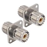 BOOBRIE UHF Female to UHF Female Coupler RF Straight Coaxial Connector SO-239 SO239 Flange Panel Mount Connector SO239 PL259 UHF VHF Antenna 4 Hole Flange Panel Mount Adapter Pack of 2