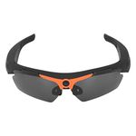 Camera Glasses, Full HD 1080P Wearable Sunglasses Camera with Polarized Protection Lenses Non Slip Glasses Foot Cover, Unisex Sport Design Video Recording Camera for Riding Motorcycle(Orange)