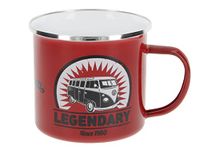 BRISA VW Collection Volkswagen Large Enamel CoffeeTea Mug Cup for Camping & Outdoor T1 Bus Campervan (500 ml/16.9 fl oz/Legendary/Red)