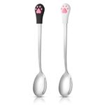 Sibba Pet Food Spoon Cat 2 Pcs Claw Spoon Stainless Steel Dog Cat Spoon Cute Claw Scoop Stainless Steel Spoon Portable Scoop Espresso Little Scoop Fit Feed Canned, Mug, Stirring Tea, Coffee, Dessert