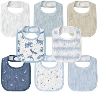 GLLQUEN BABY Muslin Drool Bibs for Boys Girls 8 Pack, Adjustable Baby Bibs for Drooling and Teething, Soft Cotton Baby Bandana Bib for Newborn Feeding Essentials (Star)