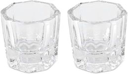 2Pcs Glass Dappen Dish/Crystal Octagonal Cup Pot Acrylic Nail Art Liquid Powder Container