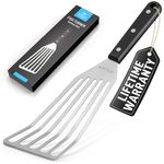 Zulay 12.4” Fish Spatula Stainless Steel - Slotted Fish Turner Spatula with Sloped Head Design - Durable and Lightweight Thin Spatula Metal for Flipping Delicate Food, Fish, Egg, Patties, Fries