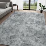 6x9 Area Rugs for Living Room Bedroom, Soft Area Rug Deerly Shaggy Large Kids Room Rug Non-Slip Cute Rug for Dorm Kids Room Area Rug Home Decor, Tie Dyed-Light Grey