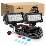 Nilight 2PCS 6.5 Inch 36W Flood LED Light Bar Led Work Light Off Road Driving Light with Off Road Wiring Harness