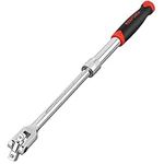 MAXPOWER Extendable Breaker Bar, Telescopic Breaker Bar 360°Flex Head Cheater Bar with Dual Drive 1/2 Inch & 3/8 Inch, 340mm-485mm Length Adjustment