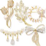 5PCS Brooches for Women, Rhinestone Brooch Pins Vintage Style Dress Pin Elegant Decorative Broches