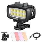 AKASO Underwater Light 131ft (40m) Waterproof Diving Light High Power Dimmable LED Video Light with Cold Shoe Mount and 4pcs Color Filters for Gopro/AKASO Action Cameras and Canon/Nikon SLR Cameras