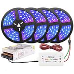 WS2812B Individually Addressable Smart RGB Led Strip Light IP65 Waterproof Flexible Dream Color 65.6FT 20M Light SP105E Bluetooth LED Controller DC5V 30A LED Transformer KIT