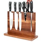 Magnetic Knife Block Magnetic Knife Holder Double Sided Rack with Strong Enhanced Magnets Acacia Wood Magnetic Knife Storage Stand