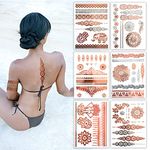 Terra Tattoos Temporary Henna Metallic Tattoos - Over 75 Mandala Tattoos (Rose Gold)