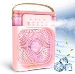 Techking (With 15 Years Warranty) Portable Air Conditioner Fan, Mini Evaporative Air Cooler with 7 Colors LED Light, 1/2/3 H Timer, 3 Wind Speeds and 3 Spray Modes- PINK