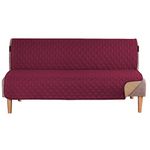 H.VERSAILTEX Couch Cover Reversible Futon Cover Water Resistant Sofa Slipcover with 2" Thick Elastic Strap Anti Slip Furniture Cover for Pets Kids Seat Width Up to 70" (Futon: Burgundy/Tan)